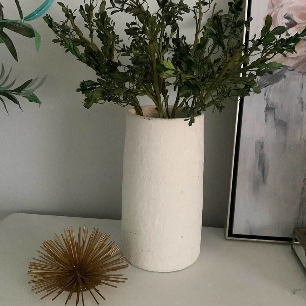 Terracotta face vase nose white textured home decor otho‎ bohemian off white
